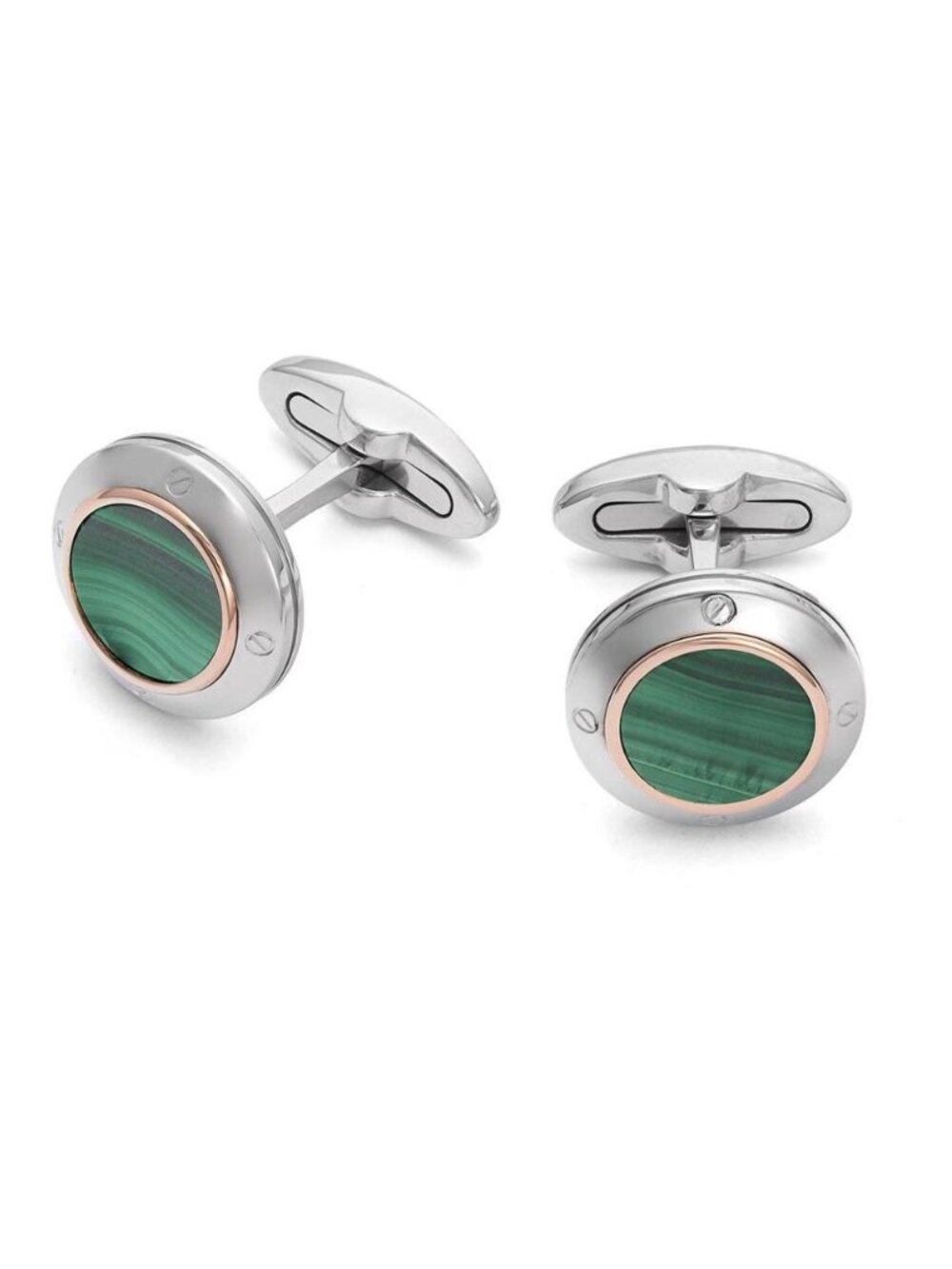 BARAKA Men's Cufflinks Rose Gold, Stainless steel, Malachite PS37911ROMA000000